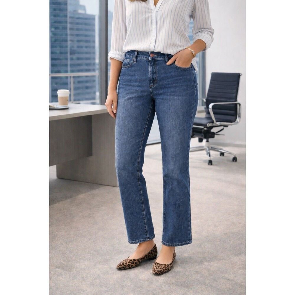 NEW Gloria Vanderbilt Size 10L Long Amanda Slimming Jeans Blue Straight Leg